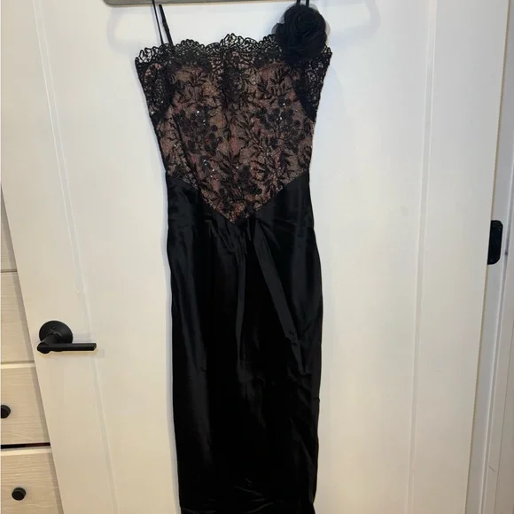 Classic Black Satin & Lace Corset Cocktail Dress by House of CB - Picture 10 of 11